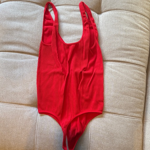 Red Ribbed Bodysuit - Picture 2 of 2